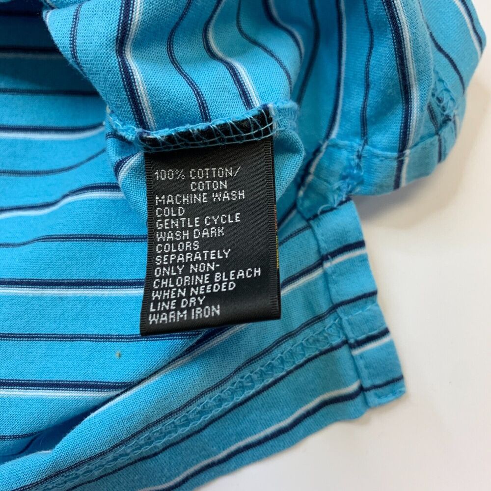 Greg Norman Golf Shirt Mens M Medium Aqua Blue Striped Polo Breathable Cotton - Picture 6 of 8